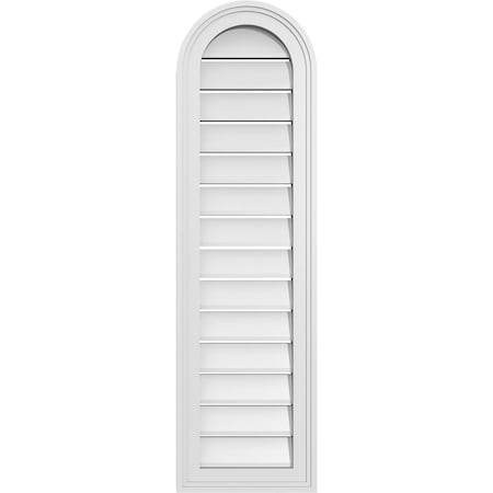 Ekena Millwork Round Top Surface Mount PVC Gable Vent: Functional, w/ 2"W x 1-1/2"P Brickmould Frame, 12"W x 42"H GVPRT12X4202SF